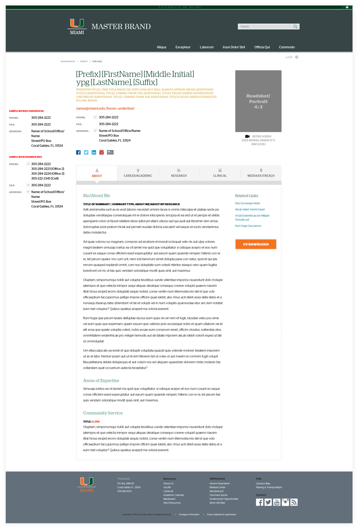 University of Miami People Site Profile Page