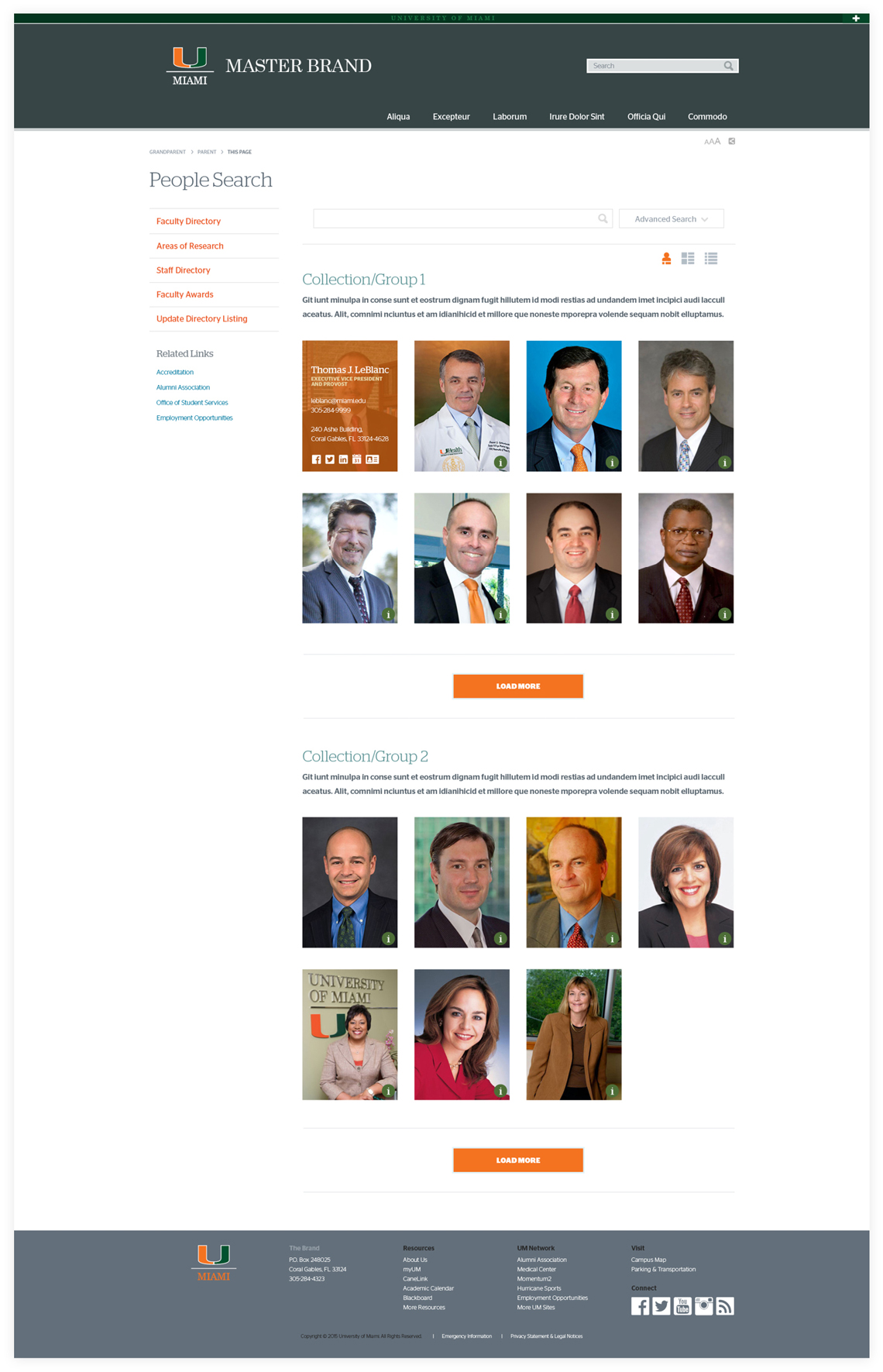 University of Miami People Site Tile List View